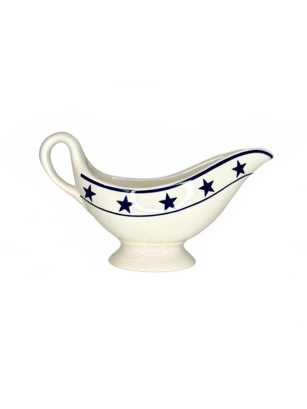 Vintage American Sterling China Blue Star Ironstone Gravy Boat Wellsville OH USA